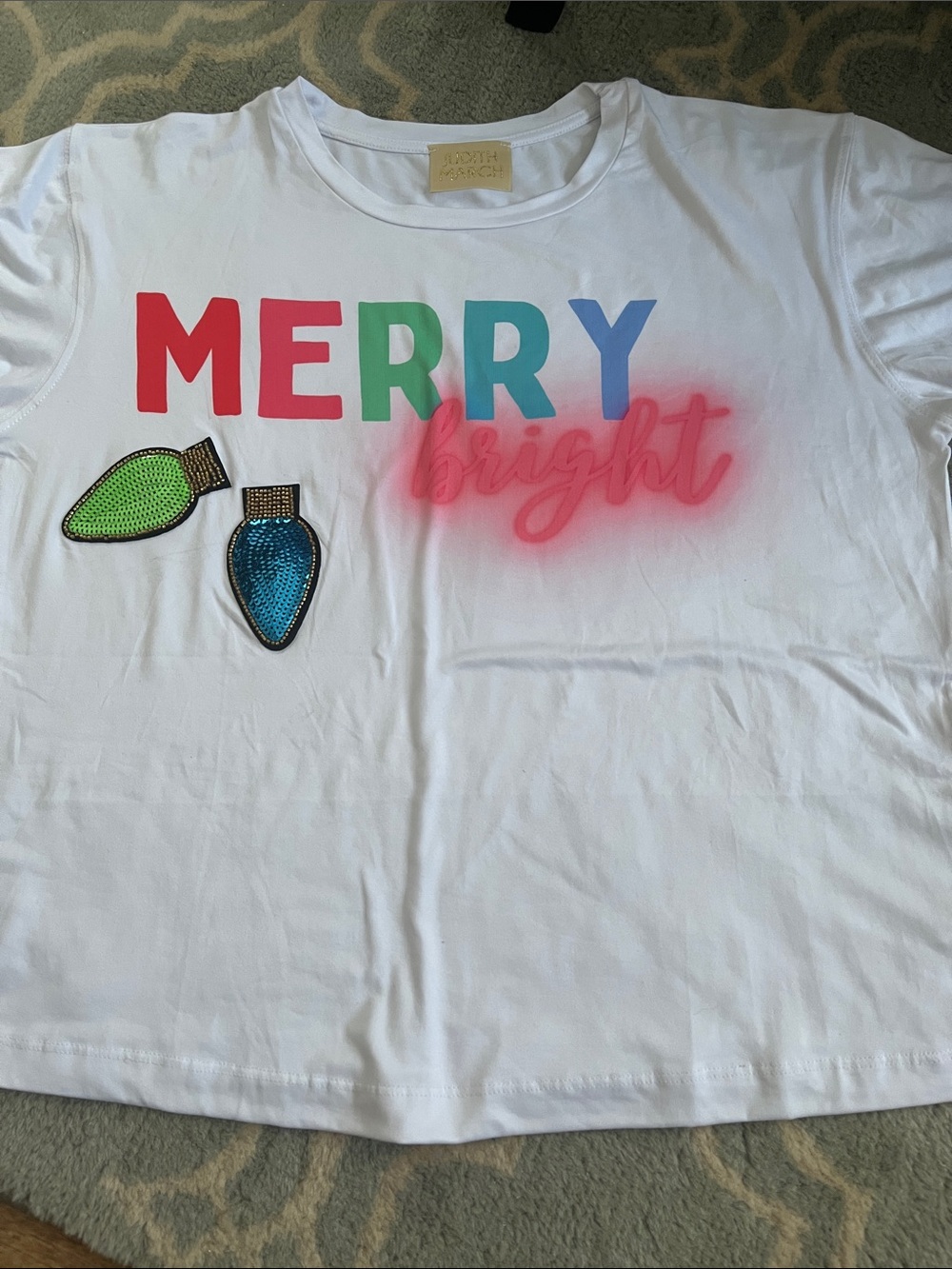 Judith March White 'Merry Bright' Graphic Short Sleeve Tee